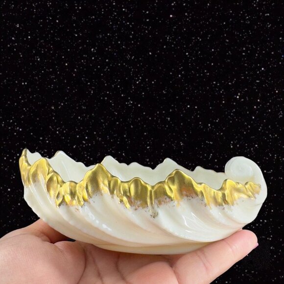 Vintage Lenox Porcelain Shell Trinket Dish Bowl Gold Edges Old Mark USA 91 86 - Picture 12 of 16
